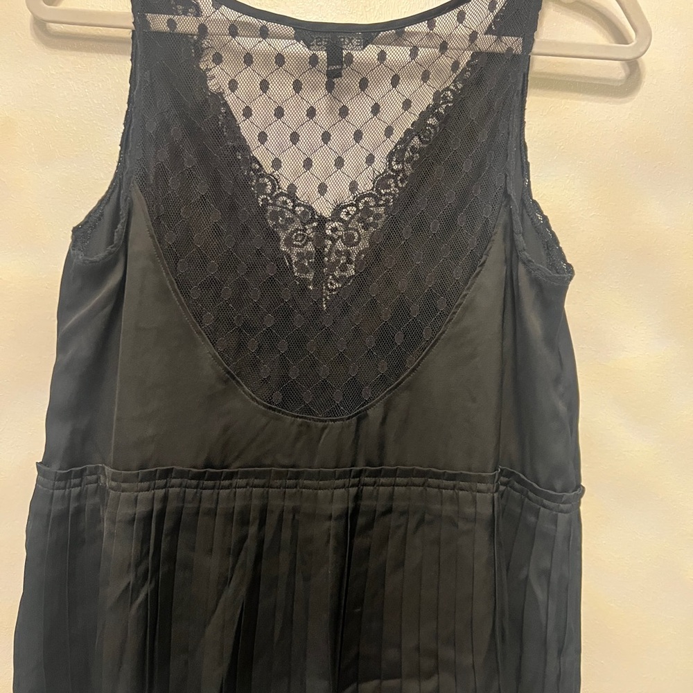Express Black Lace and Pleated Dress